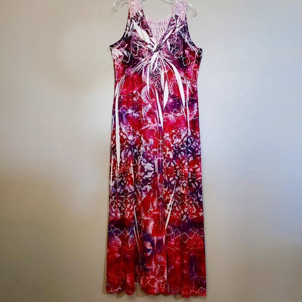 One World Long Sleeveless Macrame Dress Women's Large